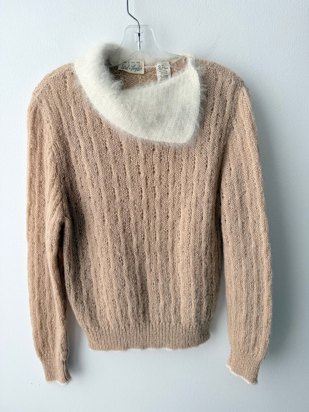 Vintage Lord & Taylor Mohair Angora Sweater Peach Coquette Romantic Knit Top M